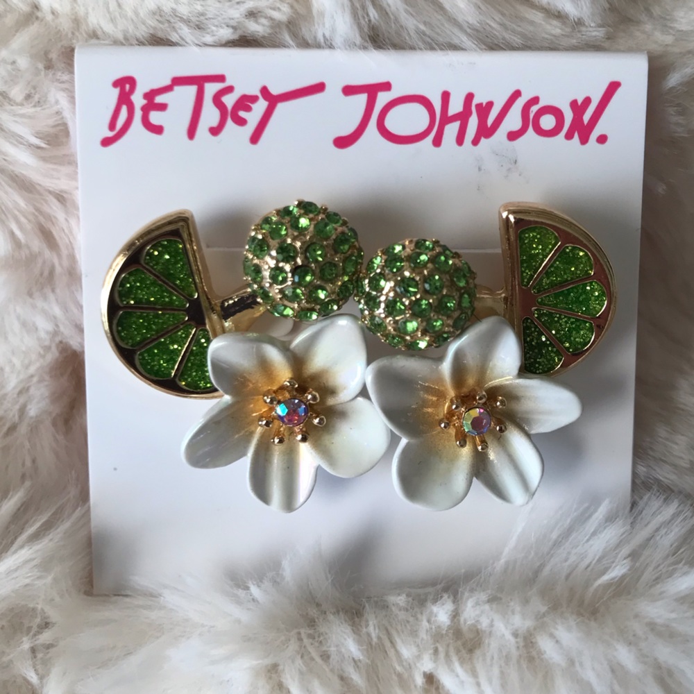 Betsey Johnson Lime & Flower Earrings